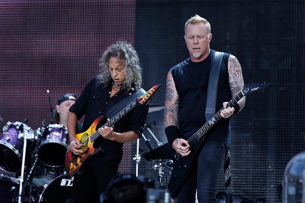 Metallica performing live in Detroit, Michigan.