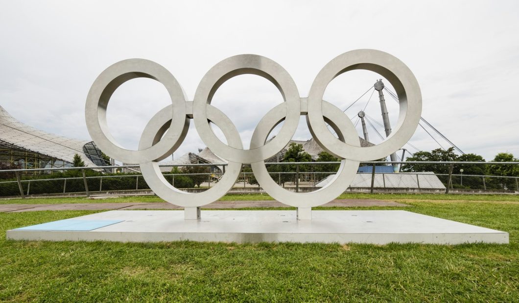 The Olympic rings. Simone Biles' husband Jonathan Owens is in Paris, France, this week to support his wife as she garners more Olympic medals.