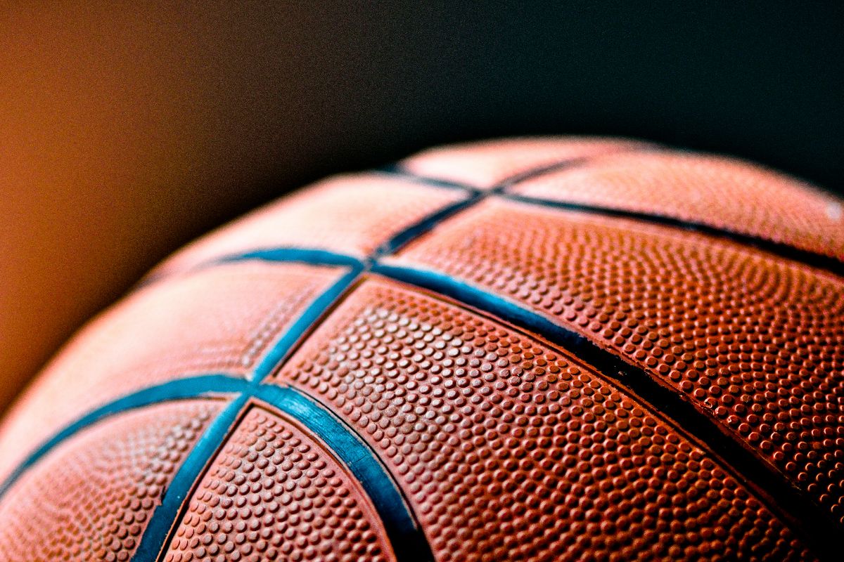 Basketball through the hoop.